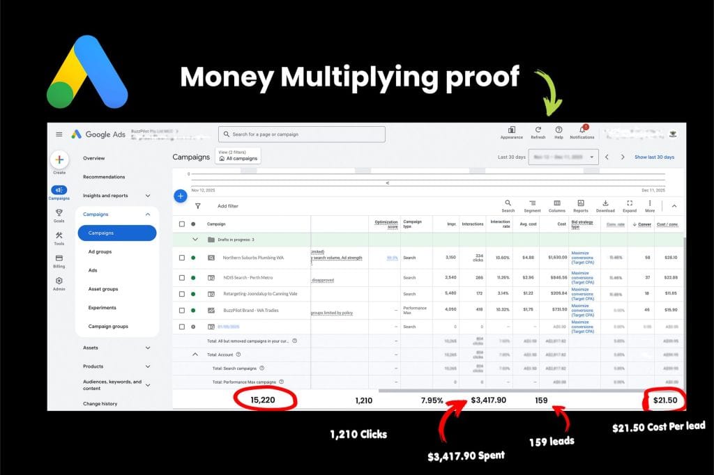 Google ads Perth report