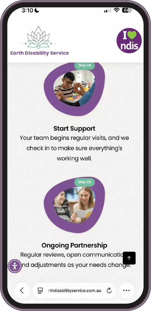 Earth Disability Service NDIS website by BuzzPilot