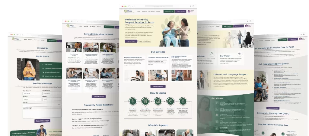 Hope Disability Services website results comparison