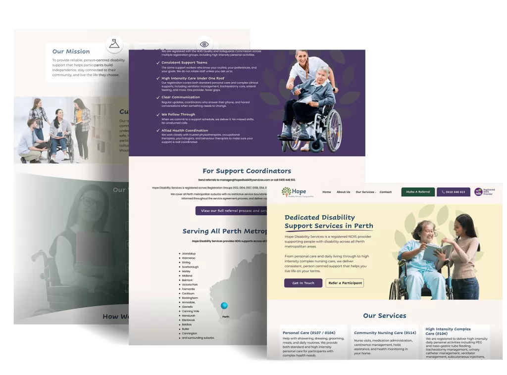 Hope Disability Services NDIS website by BuzzPilot